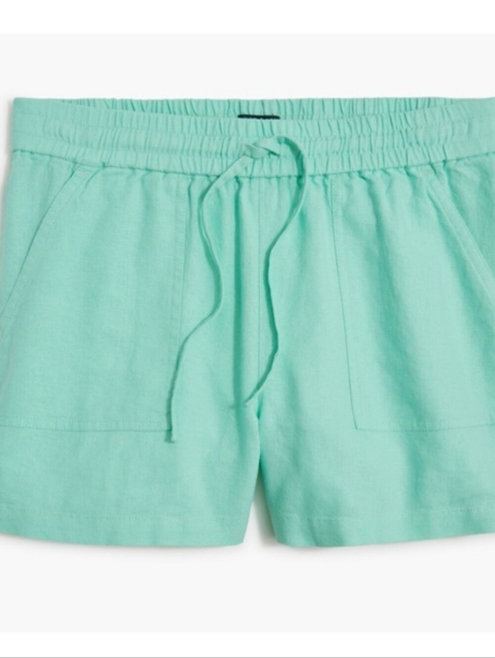 J. Crew Factory Linen Blend Sunwashed Mint Green Drawstring Relaxed Fit Short XL - Picture 3 of 4